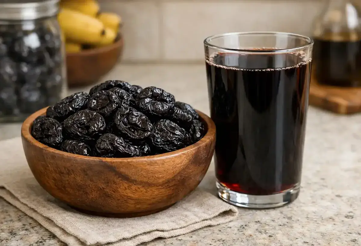 Prunes and prune juice for digestive health support