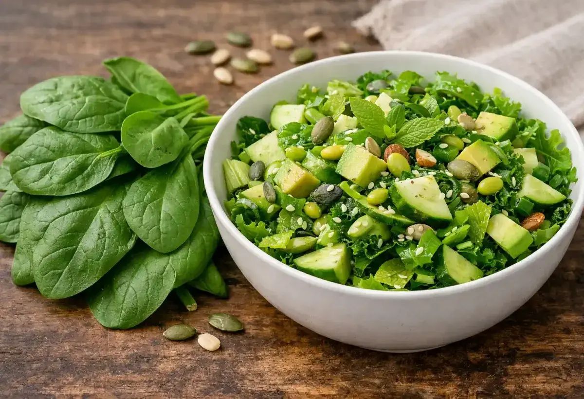 Spinach and leafy greens for digestive health support