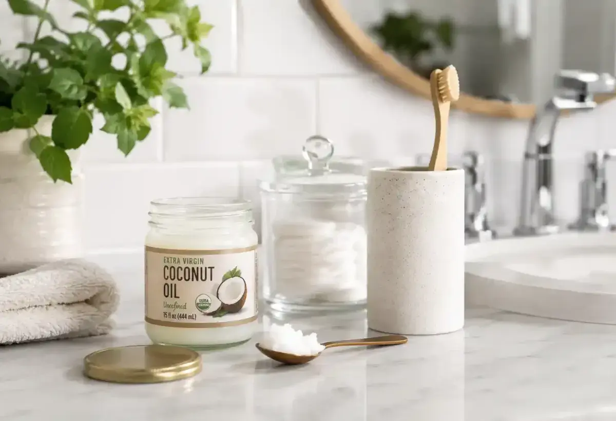 Coconut oil used for natural oral care routine