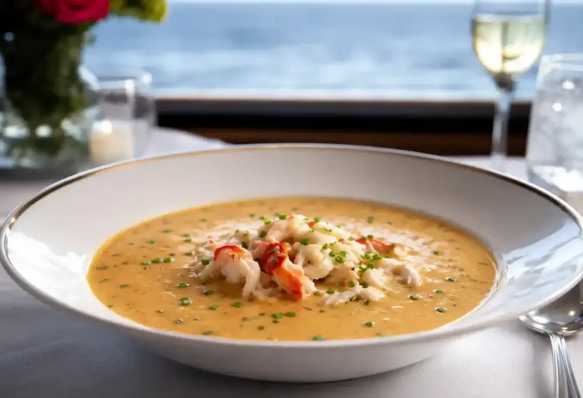 Creamy Virginia She Crab Soup Garnished with Fresh Crab Meat