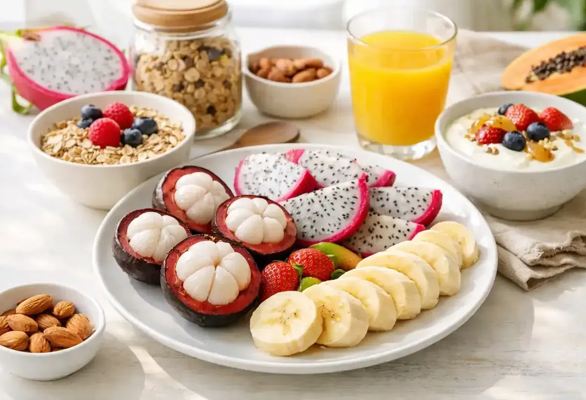 Fresh Mangosteen Served with Fiber Rich Tropical Fruits