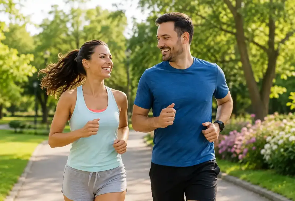 Healthy couple enjoying an active lifestyle outdoors