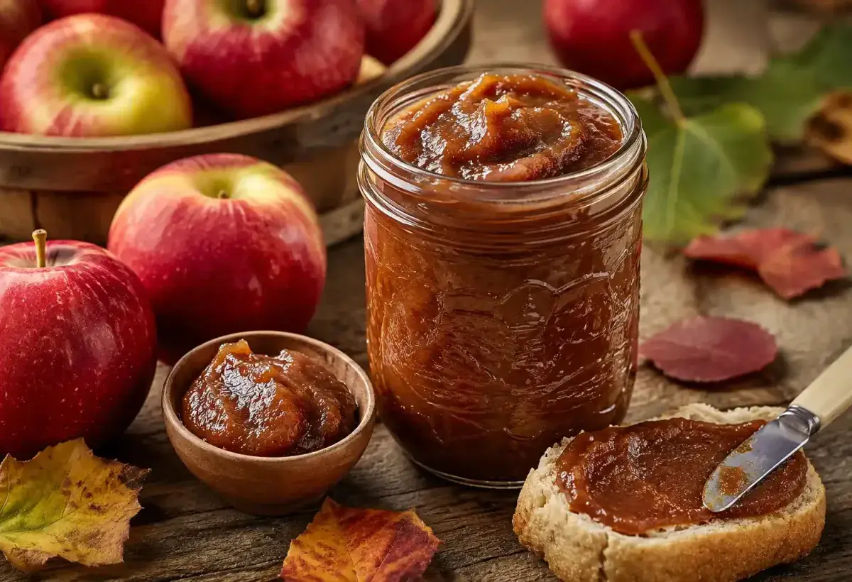 Homemade Shenandoah Valley Apple Butter in a Glass Jar