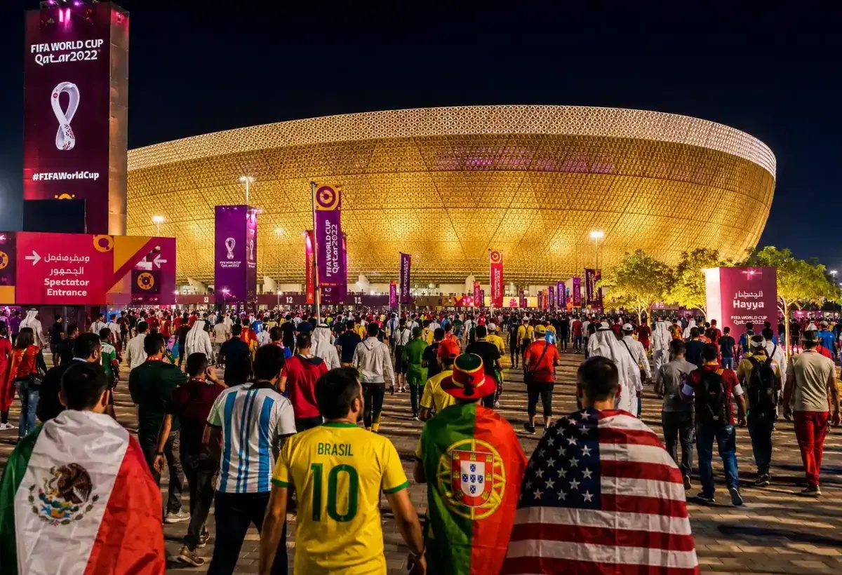 Modern World Cup stadium in Qatar during the 2022 tournament