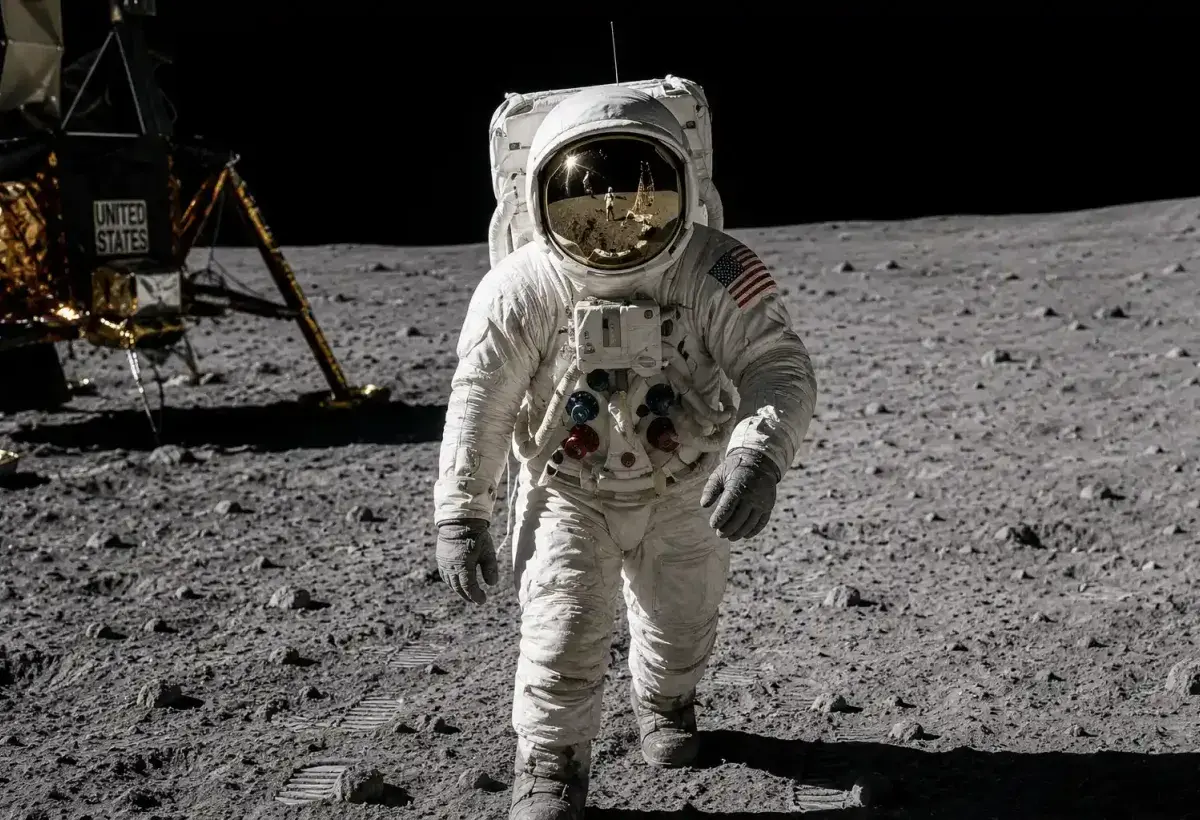 Neil Armstrong During the Historic Moon Landing
