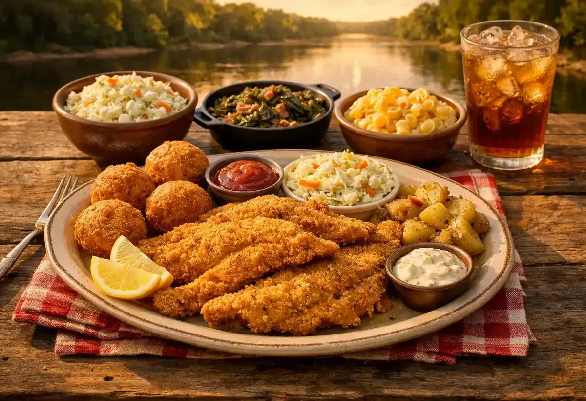 Traditional West Tennessee Fried Catfish Meal