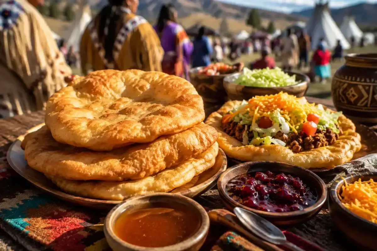 Fresh Wyoming fry bread served with honey and traditional toppings