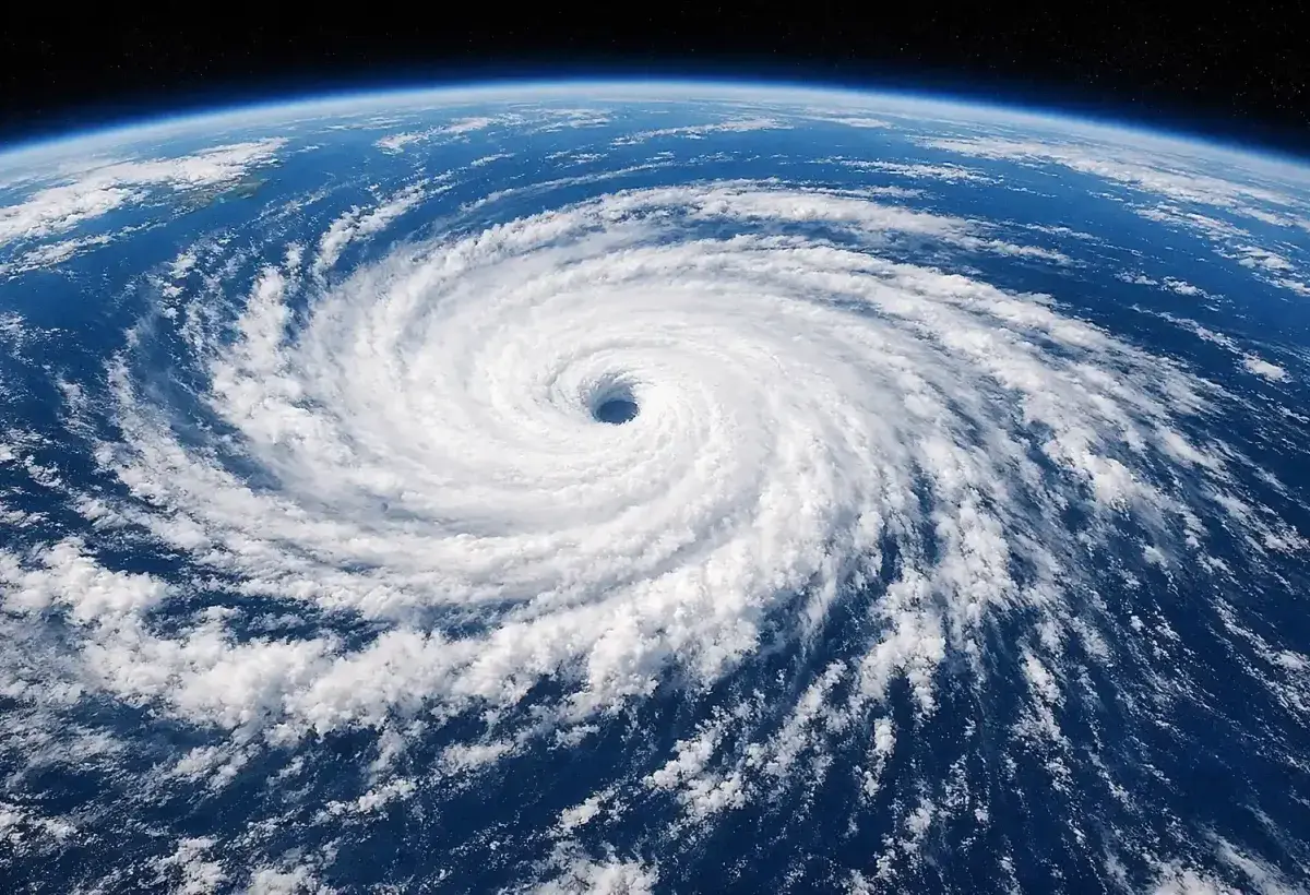 Satellite View of a Powerful Typhoon Over the Ocean