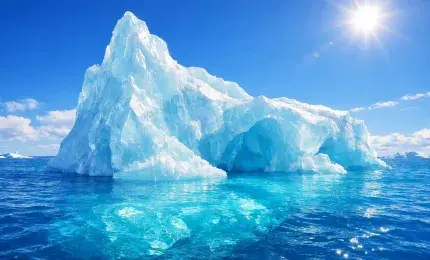 Floating iceberg showing the beauty and mystery of ice