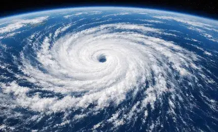 Satellite View of a Powerful Typhoon Over the Ocean