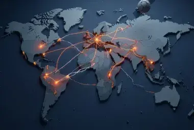 A world map with highlighted geopolitical flashpoints and fragile network lines, symbolizing the interconnected risks that could ignite global conflict.