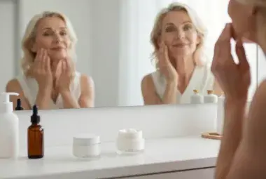 Anti Aging Creams and Serums on Vanity with Natural Morning Light