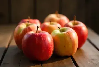 Fresh Apples on Wooden Table