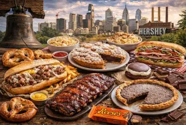 iconic foods Pennsylvania is famous for, from Philly cheesesteaks to shoofly pie. Explore the history, flavors, and cultural roots behind the Keystone State’s most beloved dishes