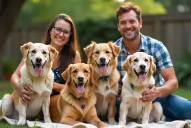 Loving dogs enjoying life with their owners