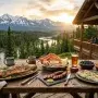 Traditional Foods of Alaska with Mountain Scenery